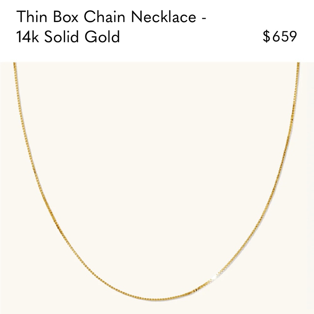 Elegant Gold Box Chain Necklace 14k